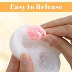 3 Cavity Rose Candle Molds, Silicone Flower Molds for Candles Crafts Casting, 3D Round Candle Making Soap Molds for Epoxy Resin Wax, DIY Handmade Gifts Clay Pop Flower Silicone Mold Home Decoration