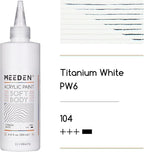 MEEDEN Titanium White Acrylic Paint: Matte Finish 250ml/8.45oz Soft Body Bulk Acrylic Colors in Squeeze Bottle - Fluid Flow Art Paints for Adults Artists Canvas Art Painting