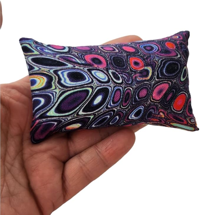 Emery Pincushion for Sewing, Quilting, Felting - Pin Cushion Filled with Abrasive Turkish Emery Sand - Handmade in USA - Pink Floral on Navy Blue Background (2"x3", Tropical Floral Burst)