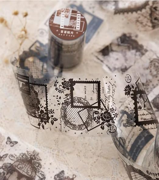 3pcs Vintage Lace Tape Cutout Art Lace Black White Stickers Roll Sticker PET Reusable Exquisite Lace Floral Film Pattern Tape for DIY Scrapbook Album Journal Photo Frames Decor