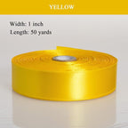 1 Inch Yellow Solid Satin Ribbon, 50 Yards Craft Fabric Ribbon for Gift Wrapping Floral Bouquets Wedding Party Decoration