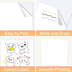 White Printable Sticker Paper, 20 Sheets Printable Sticker Paper, Laser/Inkjet Printing- Matte White, Letter Size (8.5" x 11")