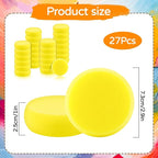 27 Pack Round Painting Sponge, 2.9 Inch Pottery Sponges, Yellow Synthetic Artist Sponges, Clay Sponge for Art Crafts, Pottery Making, Ceramic Decoration, DIY Projects and Daily Use