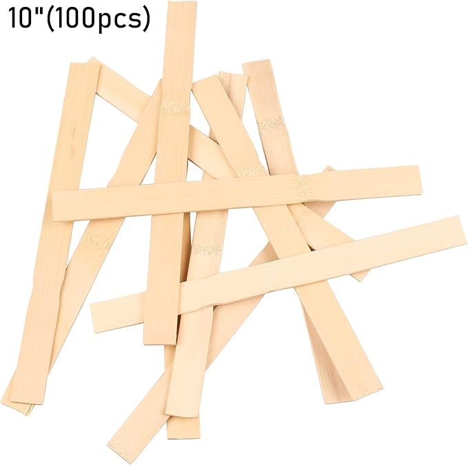 Paint Stir Sticks-Rewiss Bulk 100 PCS 10in Length Bamboo Craft Sticks Natural Color Paint Stir Sticks