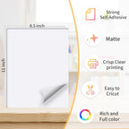 White Printable Sticker Paper, 20 Sheets Printable Sticker Paper, Laser/Inkjet Printing- Matte White, Letter Size (8.5" x 11")