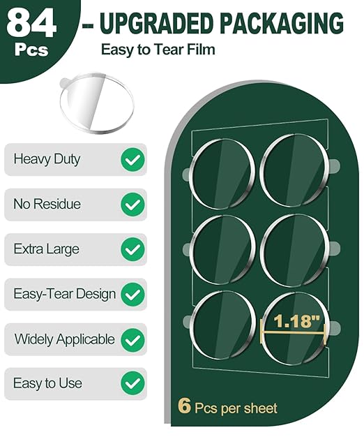 Extra Large 1.18" Museum Sticky Putty Heavy Duty Removable No Residue, Upgraded Easy-Peel Film, Wall Putty for Hanging Things, Crafts, Balloons, Posters & DIY, 84 Pcs