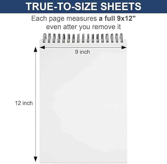 9" x 12" Sketch Book Set, Drawing Paper Pad (68lb/100gsm), 2-Pack Top Spiral Bound Sketch Pad, Double-Sided Hardcover Sketchbook, Art Notebooks Drawing for Kids, Beginners and Artists,100 Sheets Each.