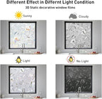 NINETREX Window Privacy Film,3D Stained Glass Window Film,Decorative Window Covering Sun Blocking Vinyl Static Cling Anti-UV Heat Control for Home Decor,Tulip 17.5 x 118.1inch