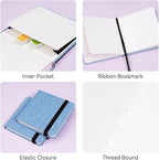 Lightwish Square Watercolor Journal,100% Cotton,300gsm/140lb,Acid-Free,24 Sheets Cold Press Watecolor Sketchbook for Artists Adults Students,4.7 * 4.7 Inches(Blue)