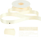 HUIHUANG Cream Ribbon 1 inch x 50 Yards Ivory Double-Faced Polyester Silk Satin Ribbon for Gift Wrapping, Wedding Invitations, Hair, Bows Making, Holiday Decor, Floral Arrangement