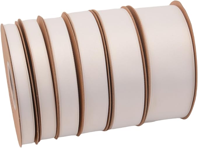 Double Side Satin Ribbon, Continuous 20 Yards,Use for Craft Bows Bouquet, Gift Wrapping, Wedding Decoration, Floral Arrangement (White, 4/5 inch)