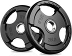 RitFit Olympic Rubber Grip Plates for Barbell, 2-Inch Weight Plates for Weightlifting and Strength Training in Home & Gym, Single, Pair and Sets(2.5/5/10/25/35/45 LB)