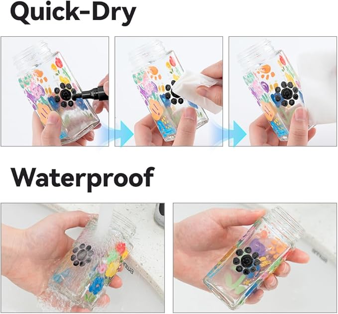 TRANSON 2 Black and 2 White Permanent Paint Markers for Fabric Rock Craft Diy Painting Medium Tip Oil Based Waterproof