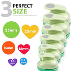UCEC Circle Hole Punch, Paper Punches for Crafting, 3/8+5/8+1 Inch Circle Punches, Heart Hole Punch, Shape Puncher Cutter for Paper Crafts Scrapbooking, 6Pcs