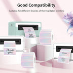 Transparent Clear Thermal Label Stickers, 2 x 1 Inch Printable Transparent Stickers, Holographic Pink Direct Clear Thermal Labels, Perforation Line Design- 200 Sheets