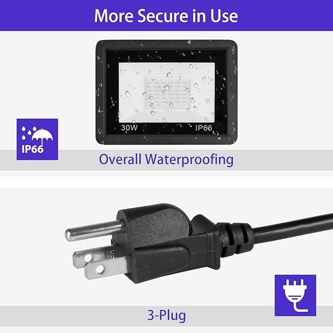 30W UV Light for Resin Curing 3D Printer Curing Lamp Kit for SLA/DLP/LCD 3D Printing 395-405nm Efficient IP66 Waterproof Flood Light with 36pcs Black Light Lamp Beads (Curing Lamp 30W)