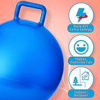 Lewtemi 3 Pcs 31 Inch Bouncing Ball with Handle, Outdoors Hopper Jumping Hopping Ball and Air Pump for Sports Exercise (Red, Blue, Green)