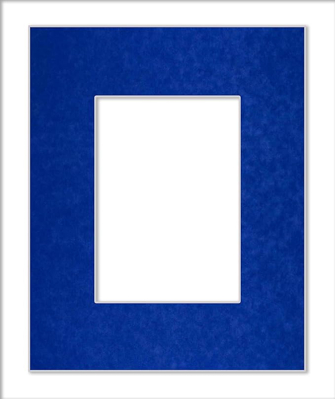 Pack of Ten Acid Free 11x14 Mats Bevel Cut for 8.5x11 Photos - Royal Blue Suede Precut Matboards With Backing Boards and Self Seal Photo Mat Bags For Pictures, Photos, Framing - 4-ply Thickness