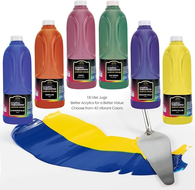 Creative Inspirations Acrylic Paint - Permanent Red - 1.8 Liter - Smooth & Creamy Consistency, Vibrant Pigmentation, Great Coverage for Artists - Clean Up with Soap & Water