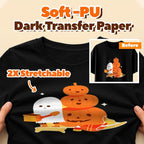 TranSmile PU-Heat Transfer Paper for Inkjet Printer (40 Sheets, 8.5x11", Dark) Iron on Transfers for Dark Fabric, Printable Heat Transfer Vinyl for T Shirts, Vibrant & Washable
