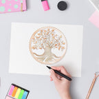 Tree Frame Metal Cutting Dies for Card Making, Tree Leaves Round Frame Die Cuts Carbon Steel Embossing Stencil Template Cutting Tools for DIY Scrapbooking Paper Card Photo Album Craft Supplies