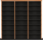 Prepac 3 Column Tall Cabinet Media Storage, Triple Width Wall, Cherry/Black