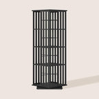 XIMN 360° Rotating Bamboo CD/DVD Shelf - 6-Tier Space-Saving Media Storage Cabinet for Movies, Organizer with Super Compact Design (Black, 4 Tier)