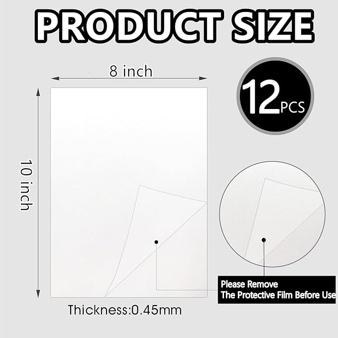 12pcs Sublimation Metal Photo Blanks 8x10 Inch - Make Your Permanent Photo Posters Signs, Sublimation Aluminum Blank for Crafters Small Businesses DIY Enthusiasts (Thickness 0.45mm)