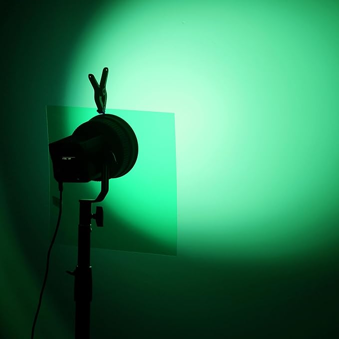 Lystaii 9pcs Lighting Gel Filter 11.8 x 11.8 Inches Gel Light Filter Color Correction Colored Overlays Transparent Color Filters Film Plastic Sheets for Film, Video, Photo, Stage Studio (Green)