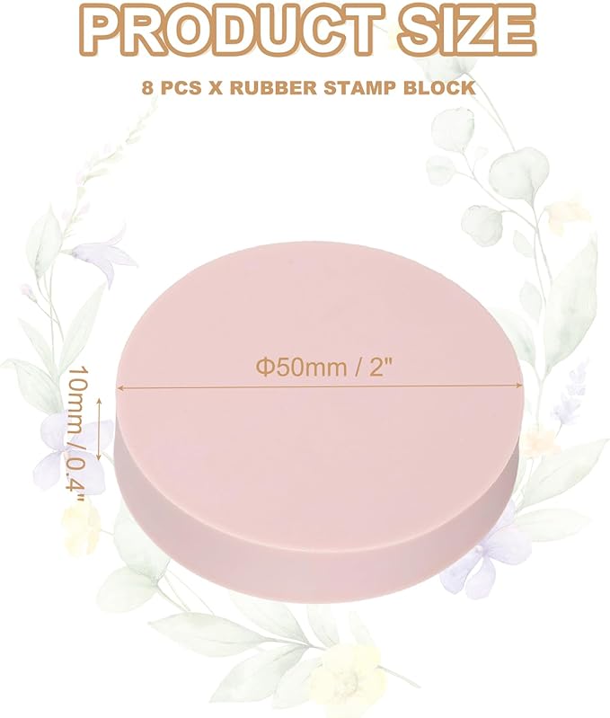 PATIKIL 8Pcs 2" Rubber Carving Blocks, Soft Linoleum Art Carving Block Round Crafts Stamp Making for Printmaking Stamps Carving Supplies, Pink