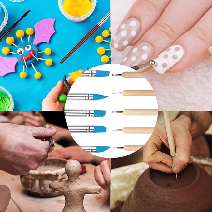 Clay Tools for Pottery Ceramic Sculpting, Yagugu 25Pcs Basic Wood Ceramics Carving Polymer Clay Tool Supplies kit Accessories for Kids, Adults and Artists Modeling Shaping Building for Art&Craft
