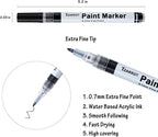 TZARROT White Paint Pen, 8 Pack 0.7mm Acrylic Paint Pens with 2 White 2 Black 2 Gold 2 Silver Permanent Marker for Wood Rock Fabric Metal Plastic Ceramic Acrylic Markers Extra Fine Tip