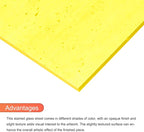 MECCANIXITY 2 Pcs Stained Glass Sheet Mosaic Tile 7.9 Inch x 5.9 Inch Bright Yellow Stained Glass Sheets for Crafts DIY Art Project