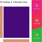 JANDJPACKAGING Purple Heat Transfer Vinyl HTV for T-Shirts 12 x 10 Inches 10 Pack Purple Iron on Vinyl