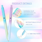 Gel Pens, 10PCS 0.7mm Gel Pens Black Ink Fine Point Smooth Writing Pens, High-End Series Ballpoint for School Office Supplies, Easter Basket Essentials, Easter Gifts for Men Women Student (Gradient)