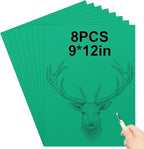 Yeaqee 8 Pcs Linoleum Block Rubber Carving Block Soft Linocut Blocks Large Linoleum Sheet Unmounted Lino Plates for Engraving Art Project Printmaking Artist Studio Supplies (9 x 12 Inch,Green)