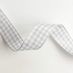 Gingham Ribbon - Gray and White, 25 Yards Each Roll, 100% Polyester (5/8")