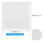 PATIKIL 6061 T651 Aluminum Sheet Metal 12 x 12 x 1/32(0.0315") Inch 3Pcs Flat Plain Aluminum Plate Covered Stock with Protective Film, Heat Rectangle 0.8MM for Lndustry Crafting