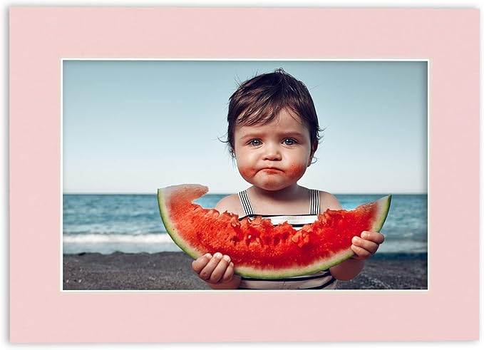 8.5x11 Mat Bevel Cut for 7x9 Photos - Acid Free Soft Pink Precut Matboard with Backing Board and Crystal Clear, Self Seal Photo Mat Bag - for Pictures, Photos, Framing - 4-ply Thickness