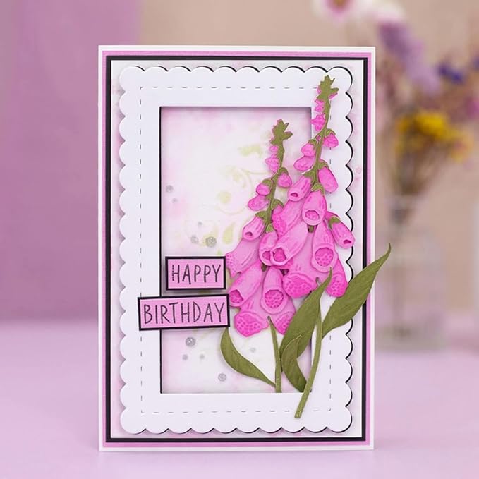 Cutting Dies Metal Stencils Scrapbooking Tools DIY Embossing Template for Paper Card Making Album Arts Crafts Supplies (Foxglove-6.6x13.8cm)