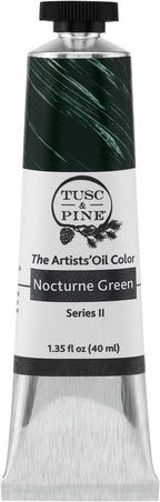 Tusc & Pine Artist Oil Paint - Nocturne Green, 40 ml, Non-Yellowing, Rich & Creamy Consistency, Maximum Pigment Load, Small Batch Milled Oil Paints Made in the USA for Professional Artists