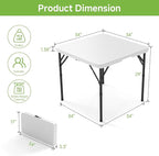 Real Relax Folding Table, 34" Square Portable Card Table with Handle and Removable Legs for Indoor Outdoor Picnic Party BBQ Camping Wedding,White