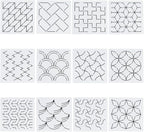 FREEBLOSS 12Pcs Sashiko Stencils Sashiko Embroidery PET Template Drawing Line Template for Hand Quilting Sashiko Patterns Templates Embroidery Stencils 5.5 * 5.5''