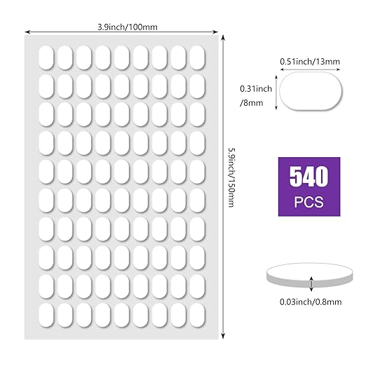 540 Pcs Sticky Tack Poster Stickers, Double Sided Sticky Round Clear Stickers, No Trace Poster Adhesive Putty Removable Waterproof Adhesive Dots for Festival Decoration Sticky Dot (0.31" X 0.51")