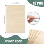Basswood Sheets 1/16,18 Pack 8x12 Inch Basswood for Laser Cutting, Drawing,Wood Burning, Architectural Models.Plywood Sheets Unfinished Wood Boards for DIY Crafts.