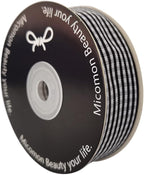 1 Inch Black and White Woven Edge Gingham Ribbon 25 Yards Each Roll 100% Polyester (1", Black)