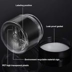 12 Pack 3 oz Plastic Container Jars with Lids Round Clear Travel Cosmetic Container Jars for Toiletries, Lotion, Cream, Ointments, Makeup, Rhinestone, Samples, Kitchen Storage (Black)