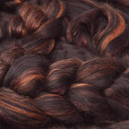 Merino Silk Luxe Tonal Designer Blend. Superfine Merino, Mulberry Silk, Tussah Silk. Top Roving for Spinning or Felting. Chestnut Velvet 4oz