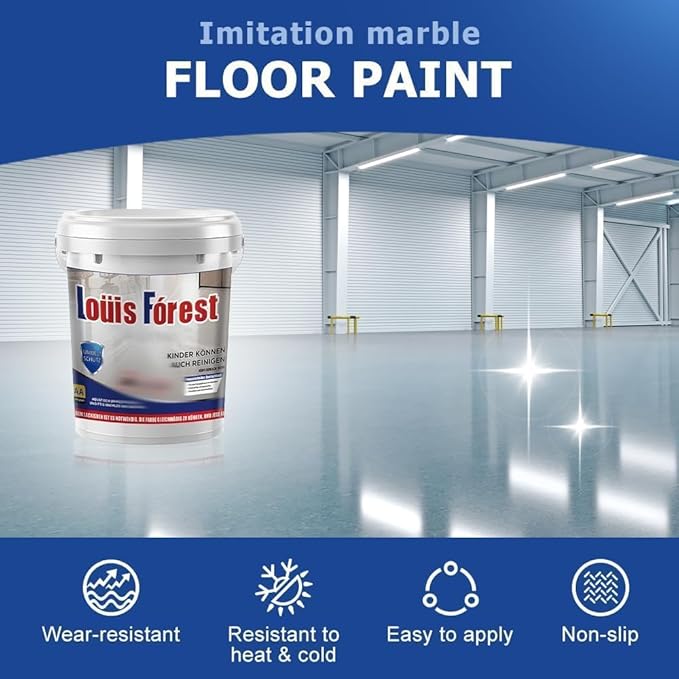 Louis Forest Epoxy Floor Paint, High-Gloss Marble Effect Coating, Epoxy Colored Sand Floor Paint, Wear-Resistant and Non-Slip for Indoor Outdoor (0.5KG-Colorful)