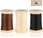 Natural Waxed Thread, 0.55mm/0.8mm, Wax Thread for Handcrafted Wrapping, Sewing, Bookbinding, Leather Threads, Beginners Craft DIY, Hemp Cord (Black/Brown/White, 0.55mm/33 Yards)